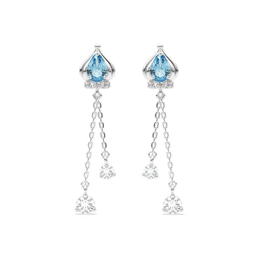 Silver Elsa Solitaire Dangler Earrings