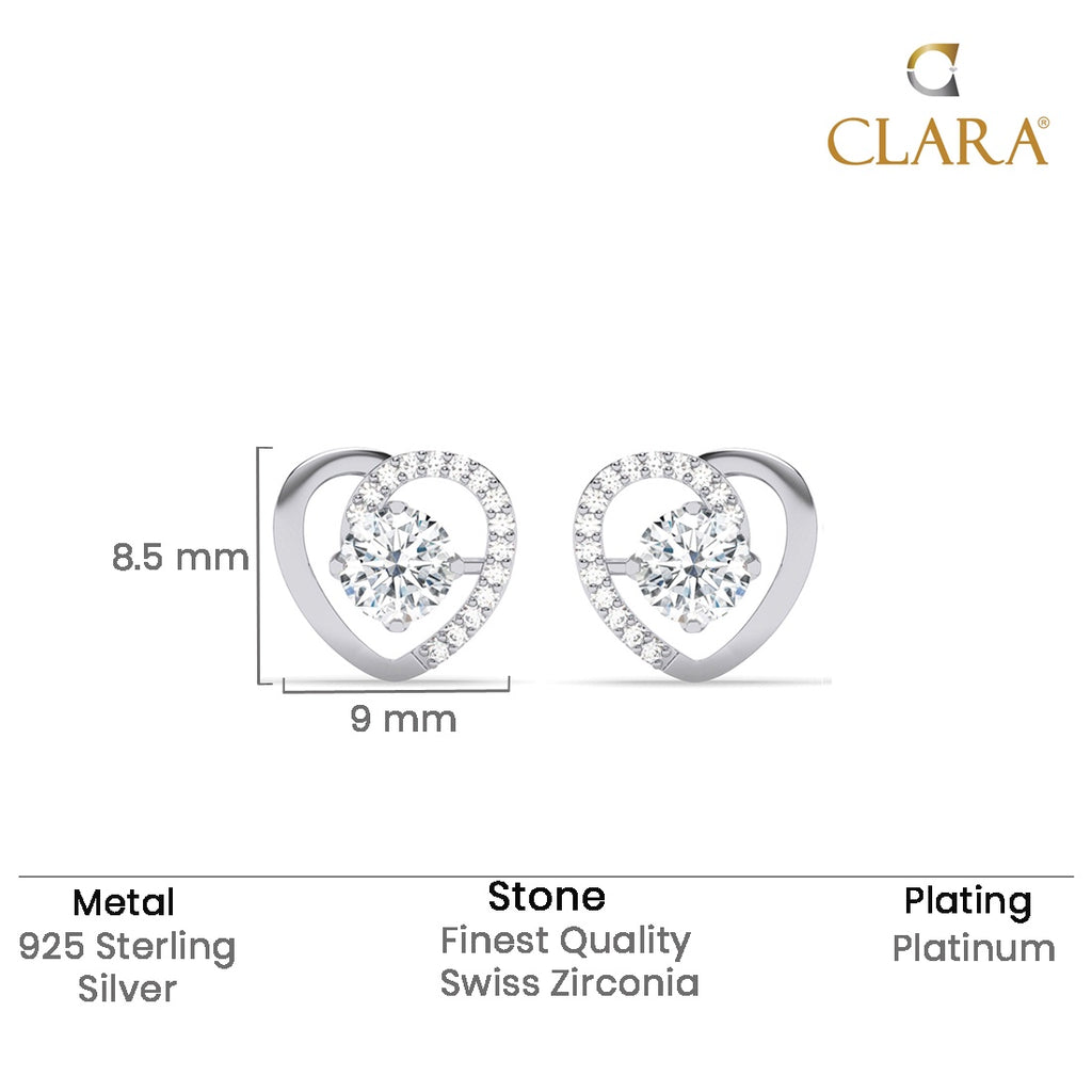 Silver Zola Heart Stud Earrings