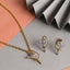 CLARA 925 Sterling Silver Zion Pendant Earring Chain Jewellery Set Gold Rhodium Plated, Swiss Zirconia Gift for Women & Girls