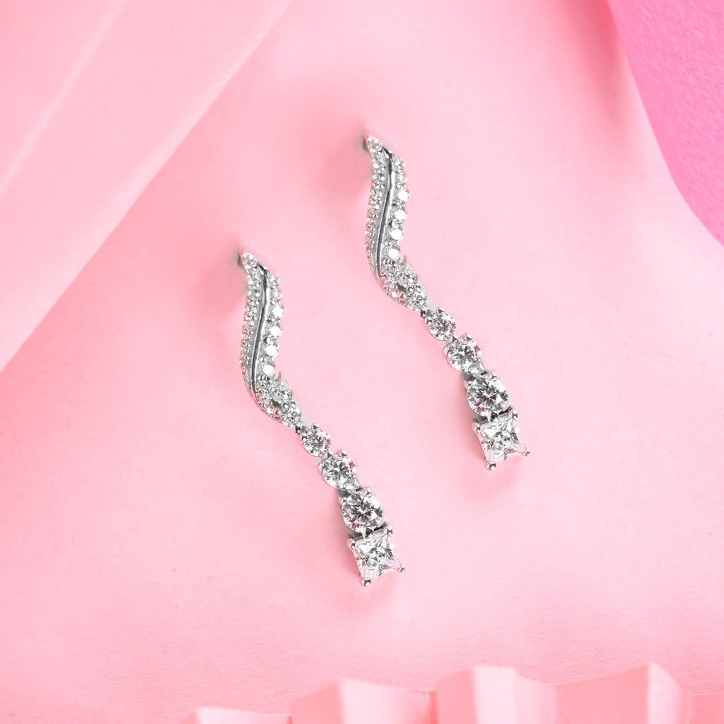 Silver Wave Dangler Earrings