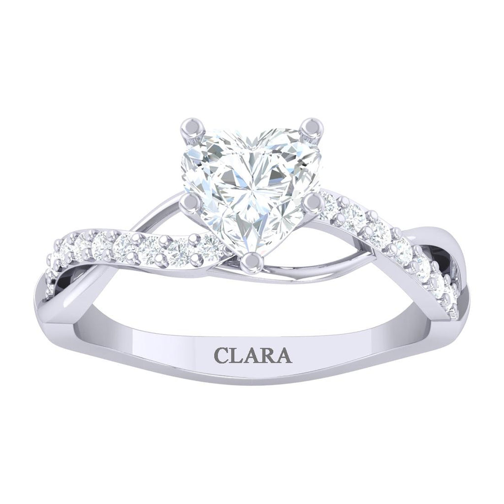 CLARA Made with Swiss Zirconia 925 Sterling Silver Heart Solitaire Ring Gift for Women and Girls