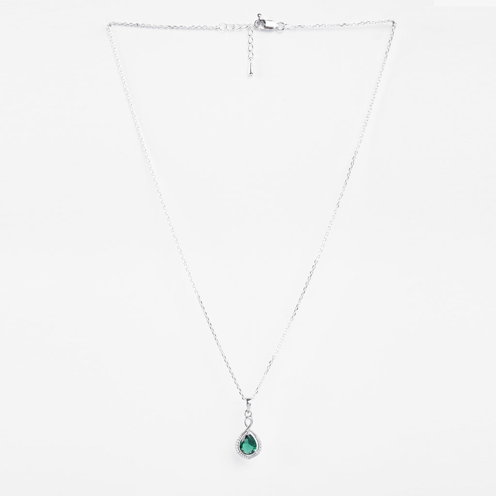 Silver Jino Green Solitaire Pendant Chain