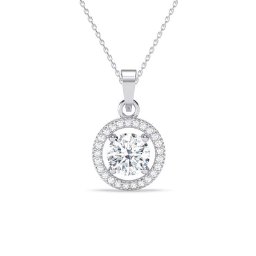 Silver Halo Round Solitaire Pendant Chain