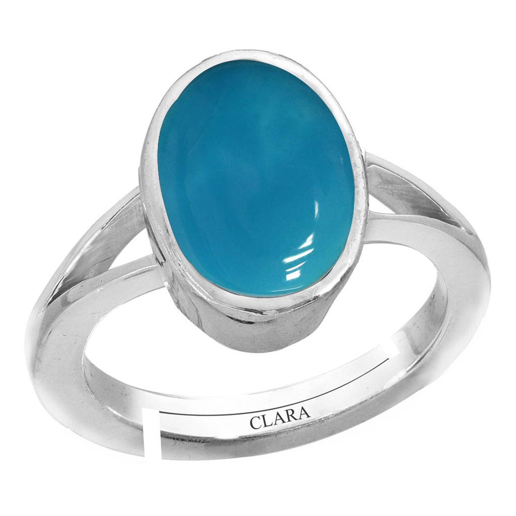 Certified Turquoise Firoza 3.9cts or 4.25ratti 92.5 Sterling Silver Adjustable Ring