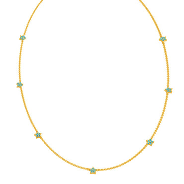 CLARA 925 Sterling Silver Blue Topaz Star Charm Minimal Necklace Chain 