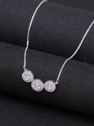 Silver Cubic Zirconia Pendant Chain Necklace