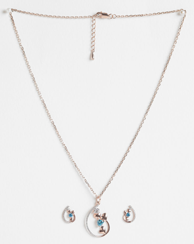 CLARA 925 Sterling Silver Heart Pendant Earring Chain Jewellery Set 