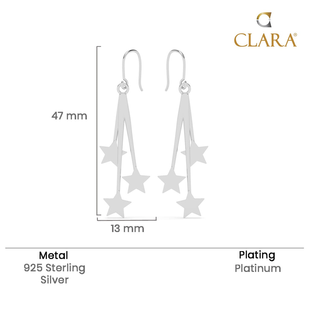 Silver Marley Star Long Earrings