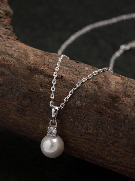 Silver Pearlcore Pendant With Link Chain – GIVA Jewellery