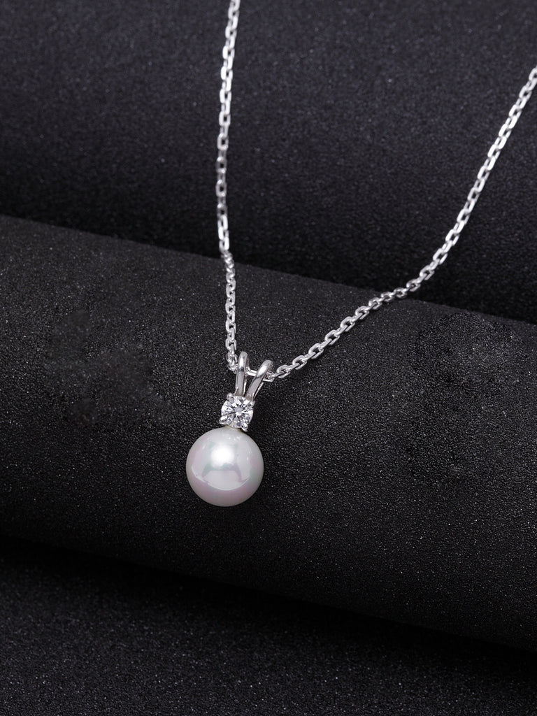 14K Rose Gold Freshwater Cultured Pearl and Amethyst Drop Necklace  (8.0-8.5mm)