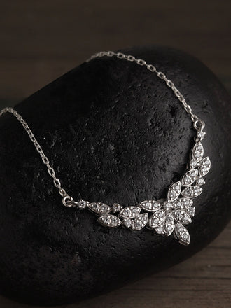 Silver Cubic Zirconia Pendant Chain Necklace