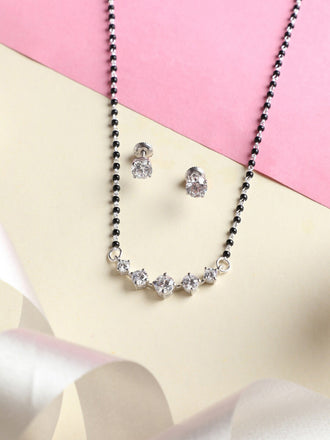 Silver 5 Stone Mangalsutra Jewellery Set