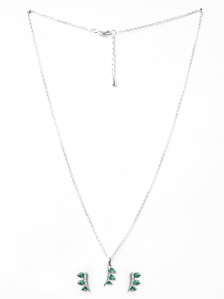 CLARA 925 Sterling Silver Reina Pendant Earring Chain Jewellery Set 
