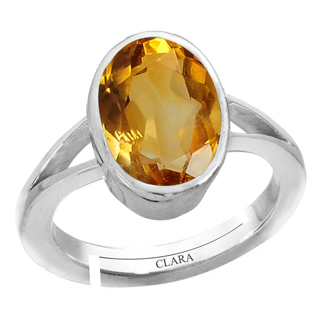 Certified Citrine Sunehla 4.8cts or 5.25ratti 92.5 Sterling Silver Adjustable Ring