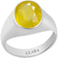 Certified Yellow Sapphire Pukhraj Bold Silver Ring 4.8cts or 5.25ratti