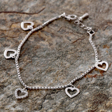 CLARA Made with Swiss Zirconia 925 Sterling Silver Charms Solitaire Bracelet Gift for Women and Girls