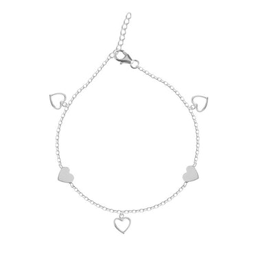 CLARA 925 Sterling Silver Heart Anklet Payal (Single ) Adjustable Chain Gift for Women and Girls