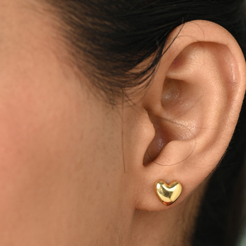 Silver Stella Golden Heart Stud Earrings