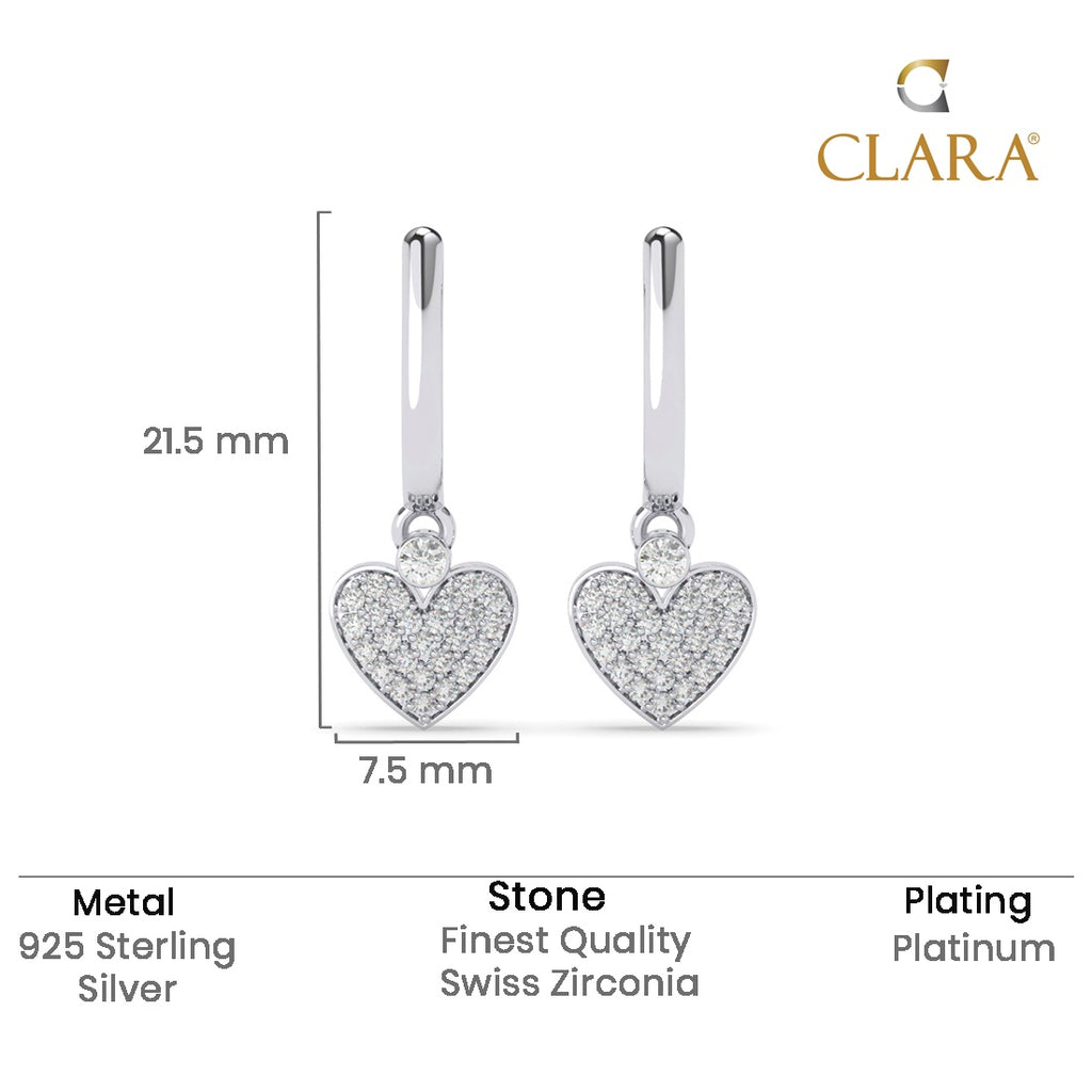 Silver Heart Dangler Drop Earrings