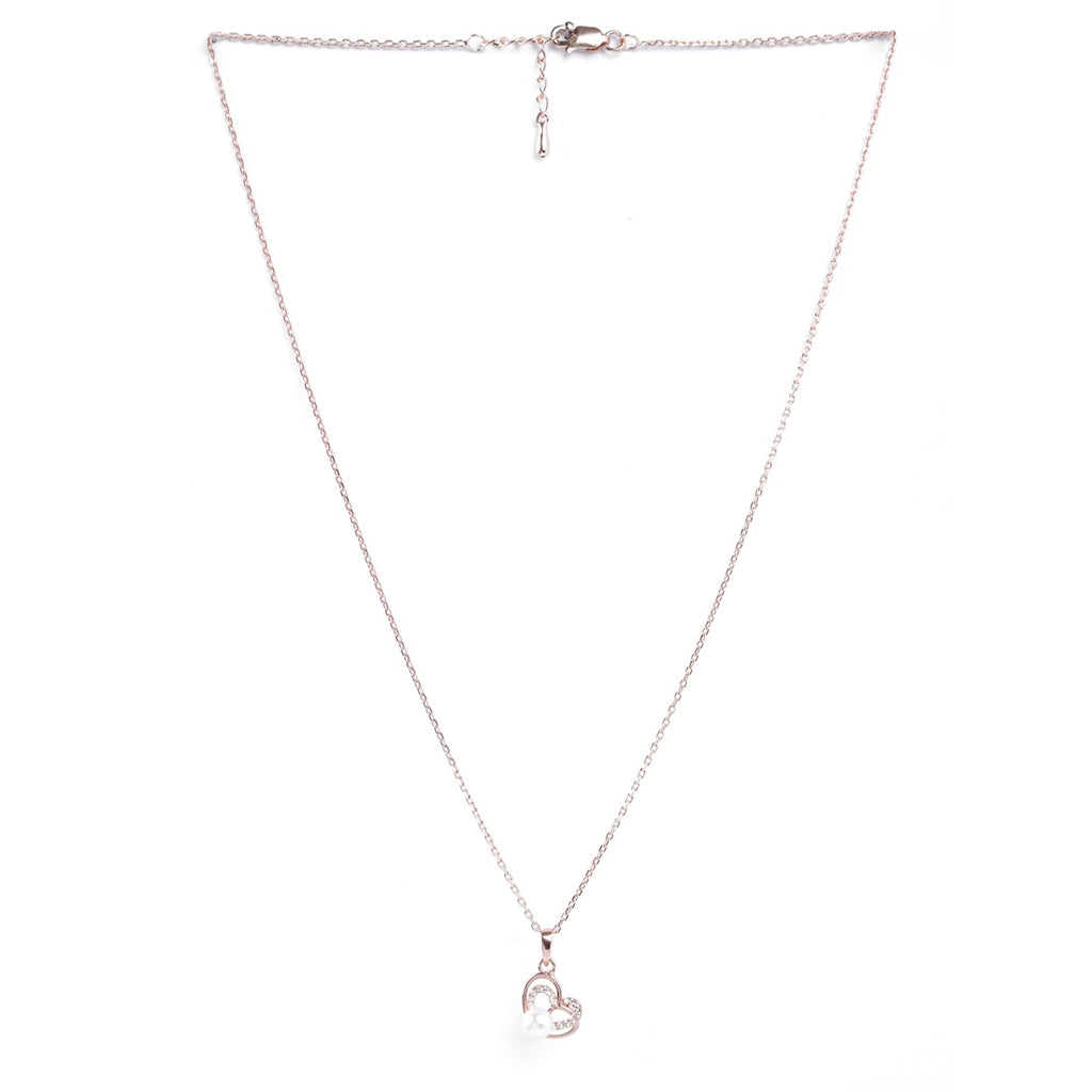 Silver Adah Freshwater Pearl Heart Pendant Chain