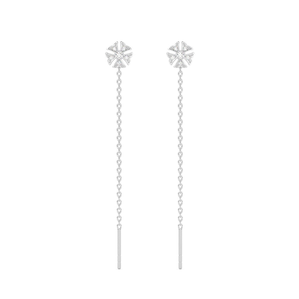 Silver Flower Sui Dhaga Threader Earrings