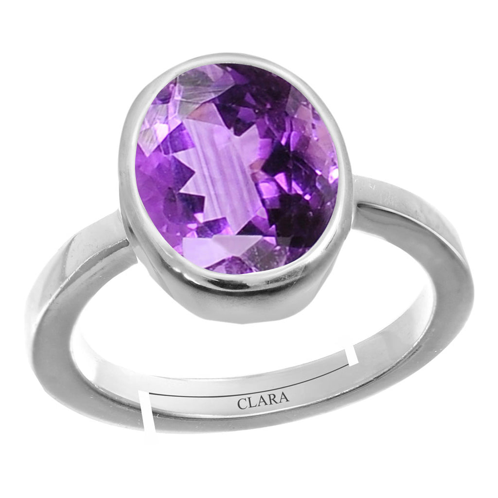 Certified Amethyst Katela 3cts or 3.25ratti 92.5 Sterling Silver Adjustable Ring