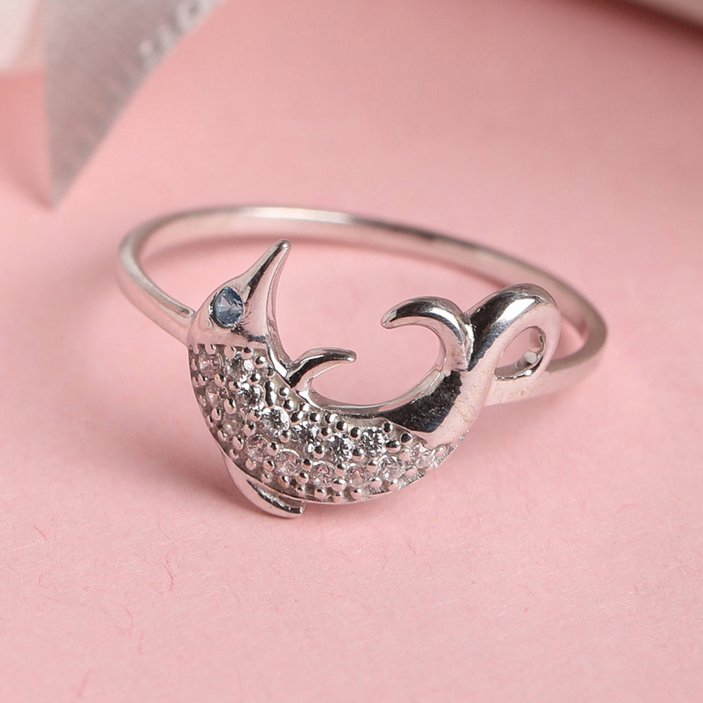 CLARA 925 Sterling Silver Dolphin Ring 