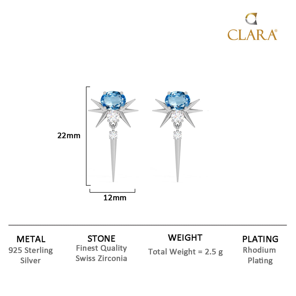 CLARA 925 Sterling Silver Dolores Earrings Rhodium Plated, Swiss Zirconia Gift for Women & Girls