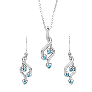 CLARA 925 Sterling Silver Valentina Pendant Earring Chain Jewellery Set 
