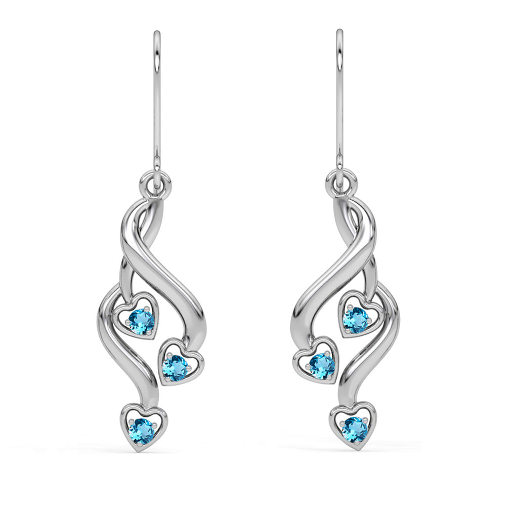 CLARA 925 Sterling Silver Valentina Earrings Rhodium Plated, Swiss Zirconia Gift for Women & Girls