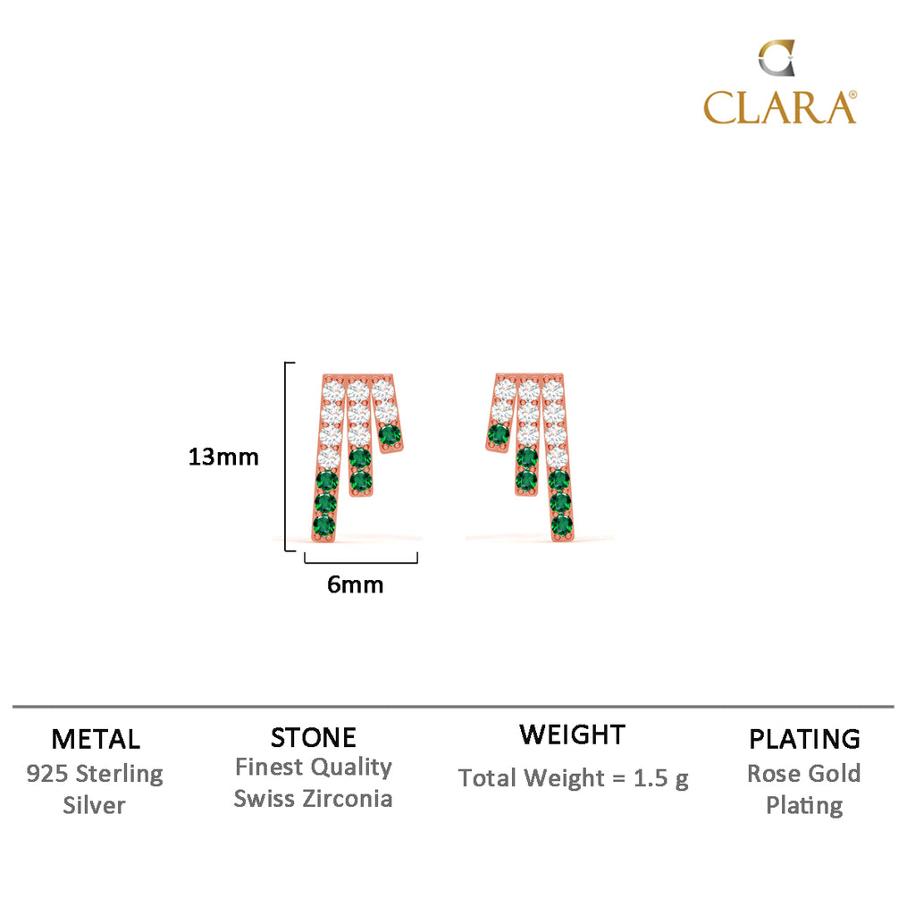 CLARA 925 Sterling Silver Blanca Earrings Rose Gold Plated, Swiss Zirconia Gift for Women & Girls