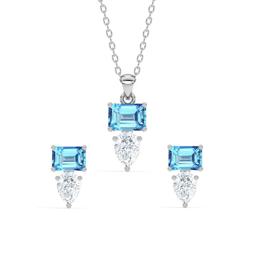 CLARA 925 Sterling Silver Vistosa Pendant Earring Chain Jewellery Set 