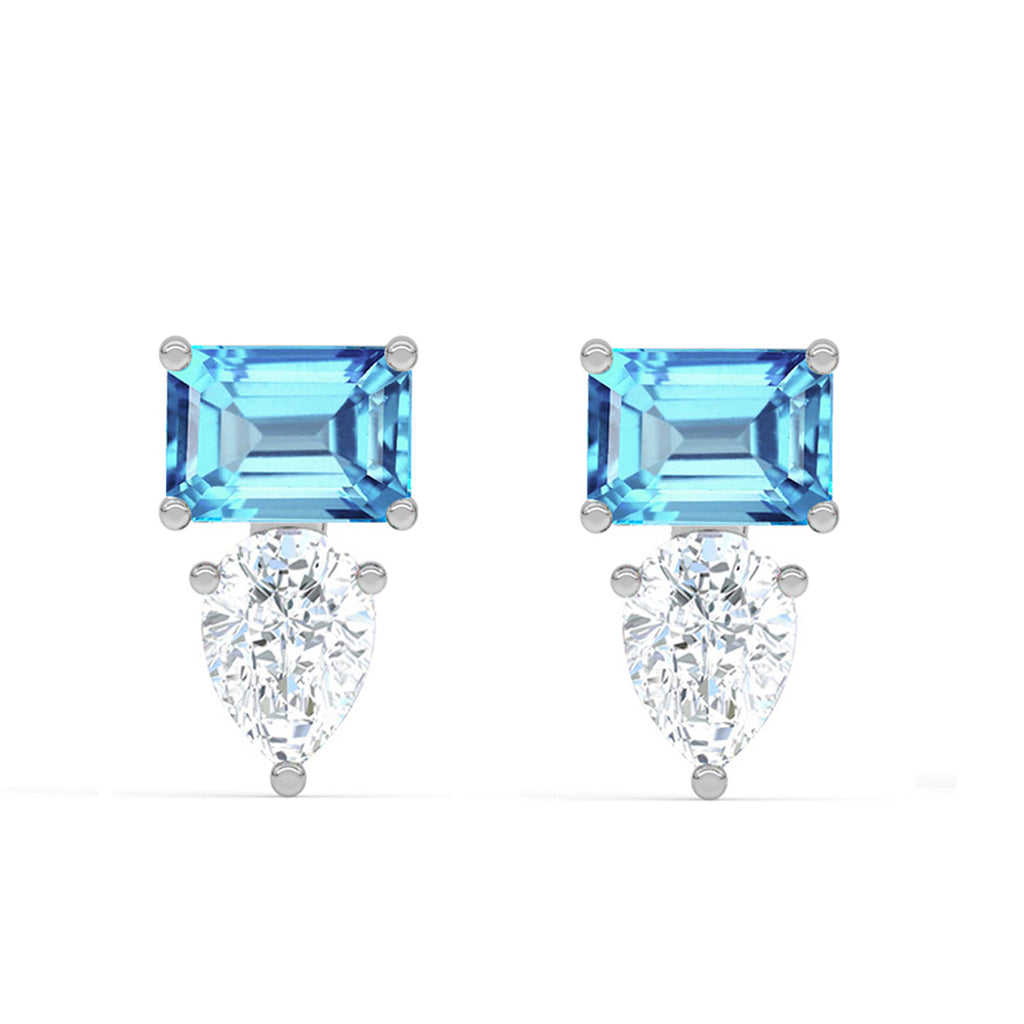 CLARA 925 Sterling Silver Vistosa Earrings Rhodium Plated, Swiss Zirconia Gift for Women & Girls