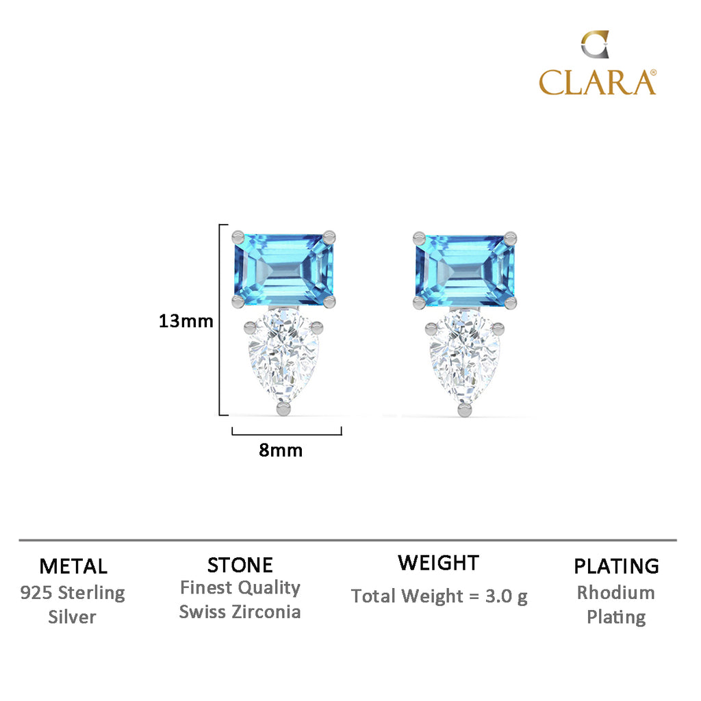 CLARA 925 Sterling Silver Vistosa Earrings Rhodium Plated, Swiss Zirconia Gift for Women & Girls