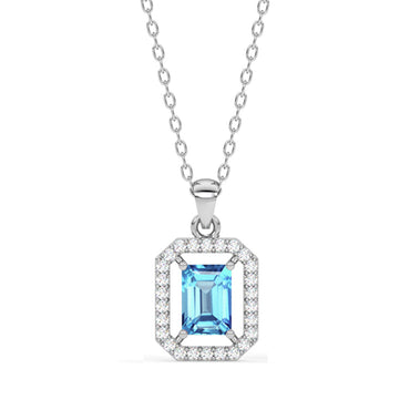 CLARA 925 Sterling Silver Azul Pendant Chain Necklace 