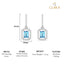 CLARA 925 Sterling Silver Azul Earrings Rhodium Plated, Swiss Zirconia Gift for Women & Girls