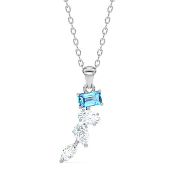 CLARA 925 Sterling Silver diamante Pendant Chain Necklace 