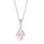 CLARA 925 Sterling Silver Pink Solitaire Pendant Chain Necklace Rhodium Plated, Swiss Zirconia Gift for Women and Girls