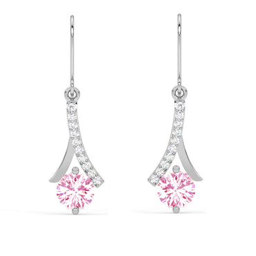 CLARA 925 Sterling Silver Pink Solitaire Earrings 