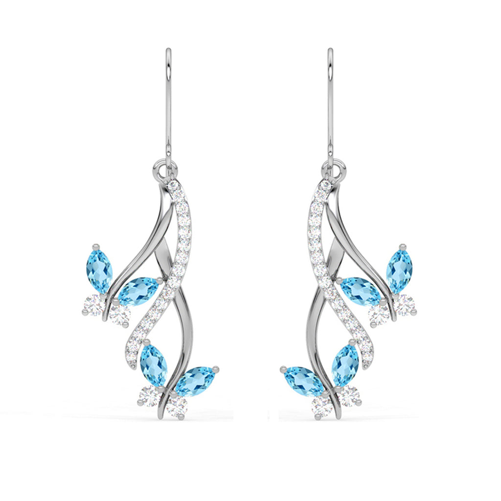 CLARA 925 Sterling Silver Butterfly Earrings Rhodium Plated, Swiss Zirconia Gift for Women & Girls