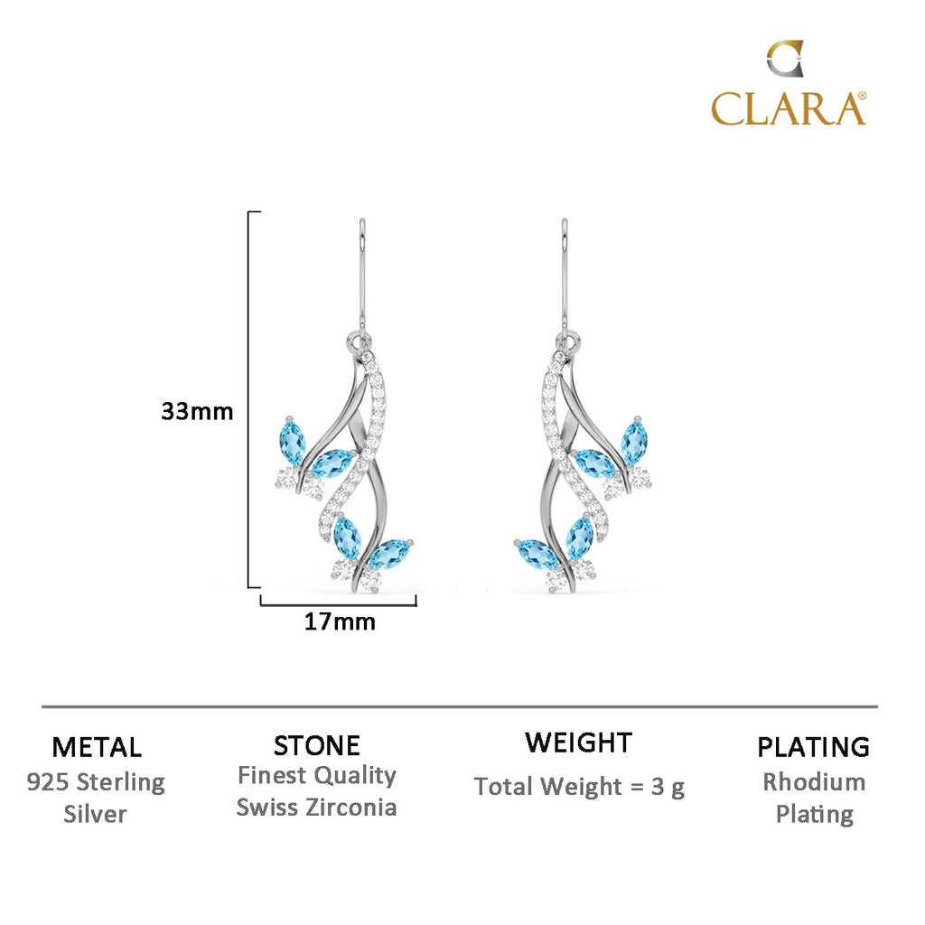 CLARA 925 Sterling Silver Butterfly Earrings Rhodium Plated, Swiss Zirconia Gift for Women & Girls