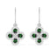 CLARA 925 Sterling Silver Green Flower Earrings Rhodium Plated, Swiss Zirconia Gift for Women & Girls