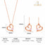 CLARA 925 Sterling Silver Pink Heart Pendant Earring Chain Jewellery Set Rose Gold Plated, Swiss Zirconia Gift for Women & Girls