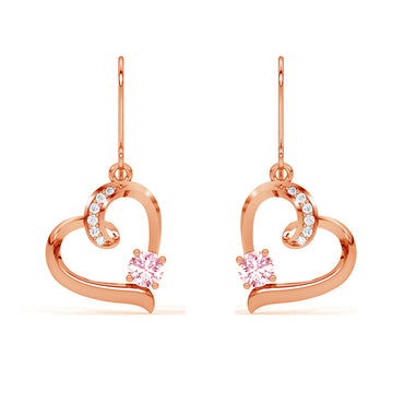 CLARA 925 Sterling Silver Pink Heart Earrings 