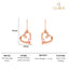 CLARA 925 Sterling Silver Pink Heart Earrings Rose Gold Plated, Swiss Zirconia Gift for Women & Girls