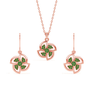 CLARA 925 Sterling Silver Hermosa Pendant Earring Chain Jewellery Set 