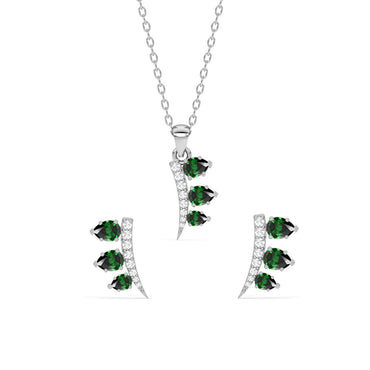 CLARA 925 Sterling Silver Reina Pendant Earring Chain Jewellery Set 