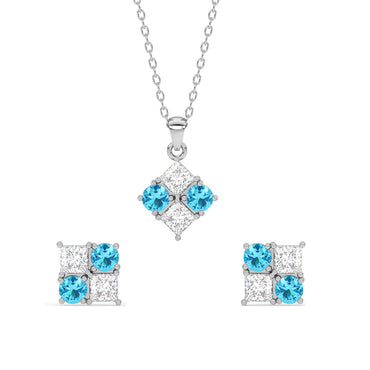 CLARA 925 Sterling Silver Belen Pendant Earring Chain Jewellery Set 