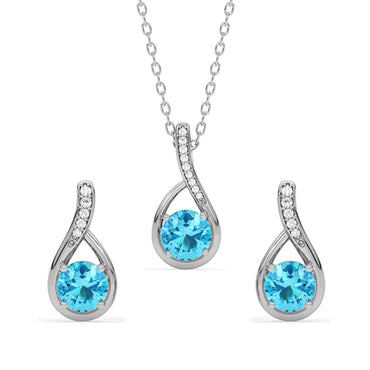 CLARA 925 Sterling Silver Isla Pendant Earring Chain Jewellery Set