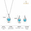 CLARA 925 Sterling Silver Isla Pendant Earring Chain Jewellery Set Rhodium Plated, Swiss Zirconia Gift for Women & Girls